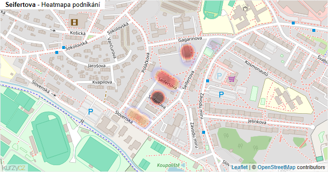Seifertova - mapa podnikání