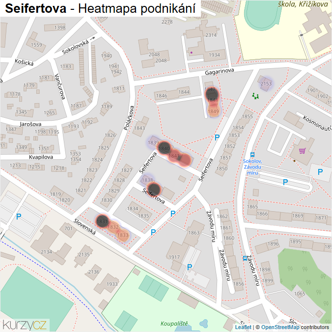 Mapa Seifertova - Firmy v ulici.