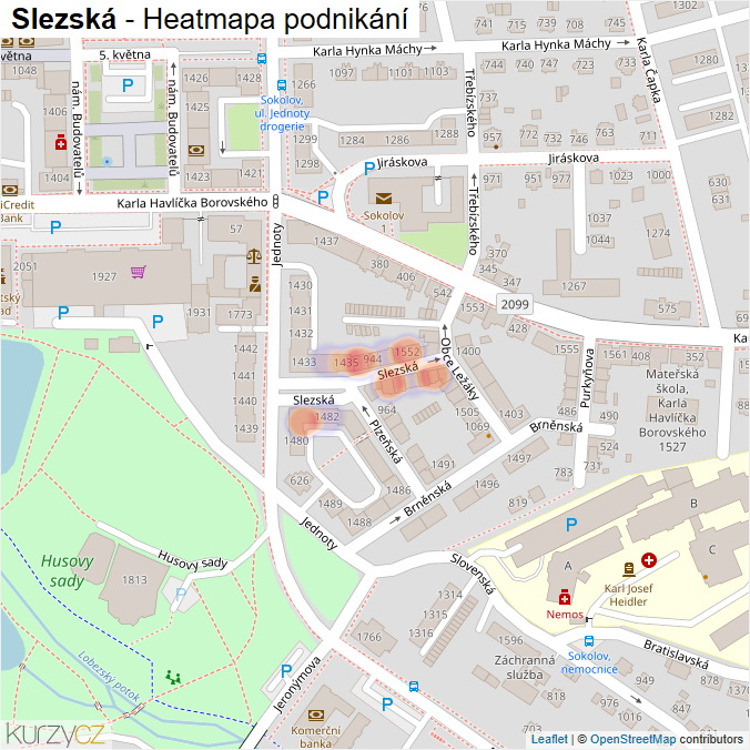 Mapa Slezská - Firmy v ulici.