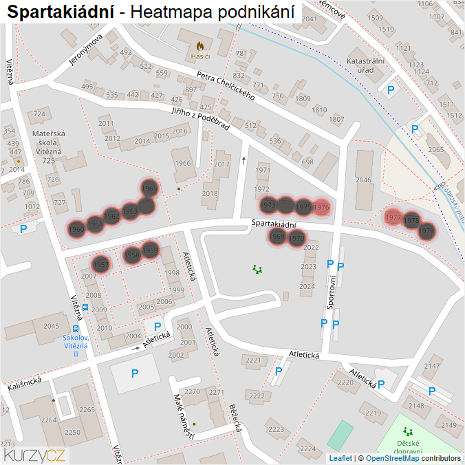 Mapa Spartakiádní - Firmy v ulici.