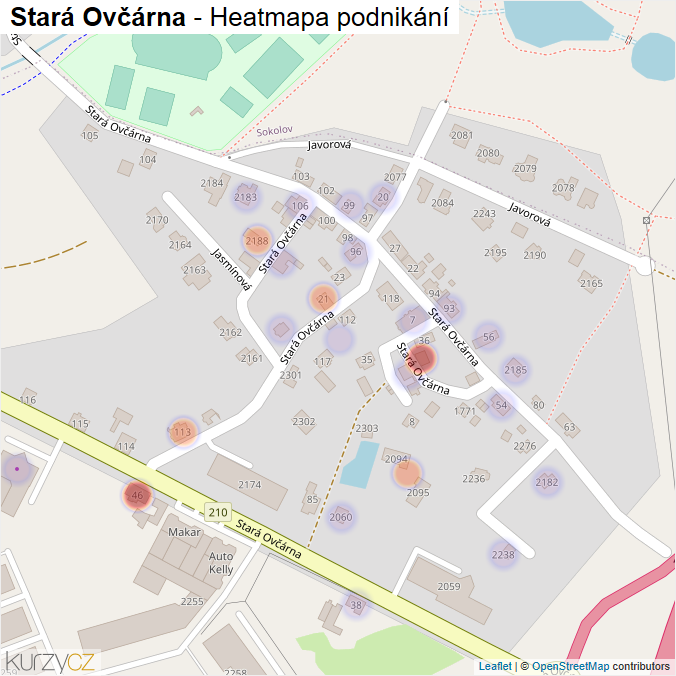 Mapa Stará Ovčárna - Firmy v ulici.