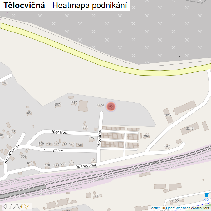 Mapa Tělocvičná - Firmy v ulici.