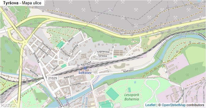 Tyršova - mapa ulice