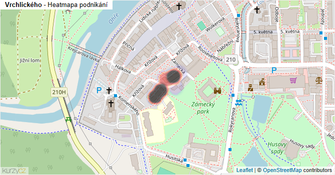 Vrchlického - mapa podnikání