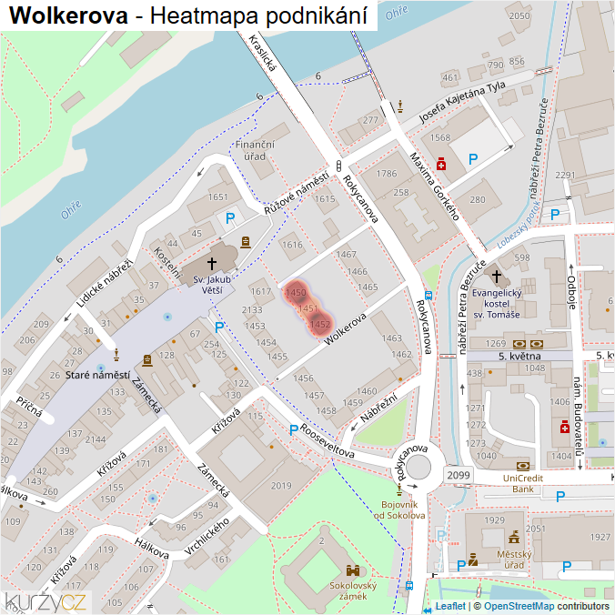 Mapa Wolkerova - Firmy v ulici.