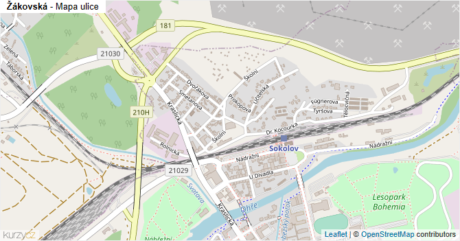 Žákovská - mapa ulice