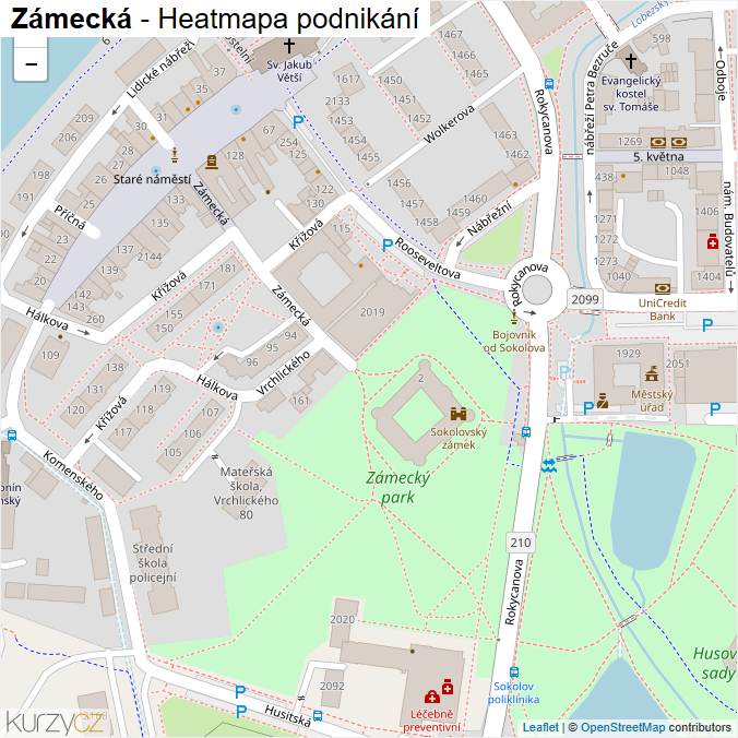 Mapa Zámecká - Firmy v ulici.