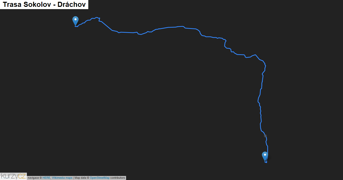 Sokolov-Dráchov, mapa trasy