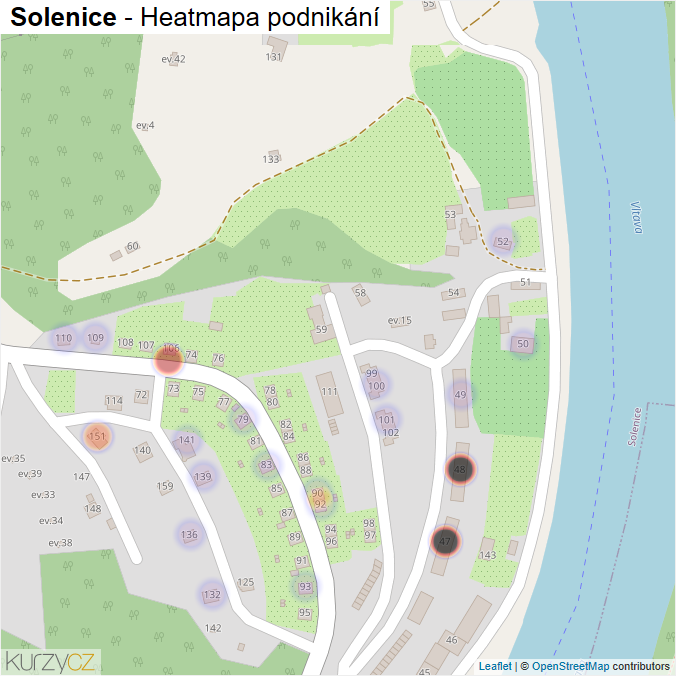 Mapa Solenice - Firmy v části obce.
