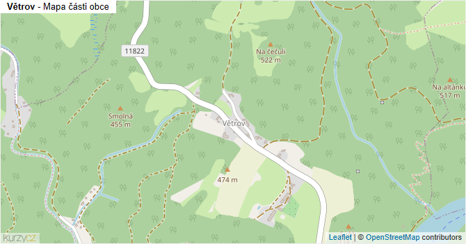 Větrov - mapa části obce