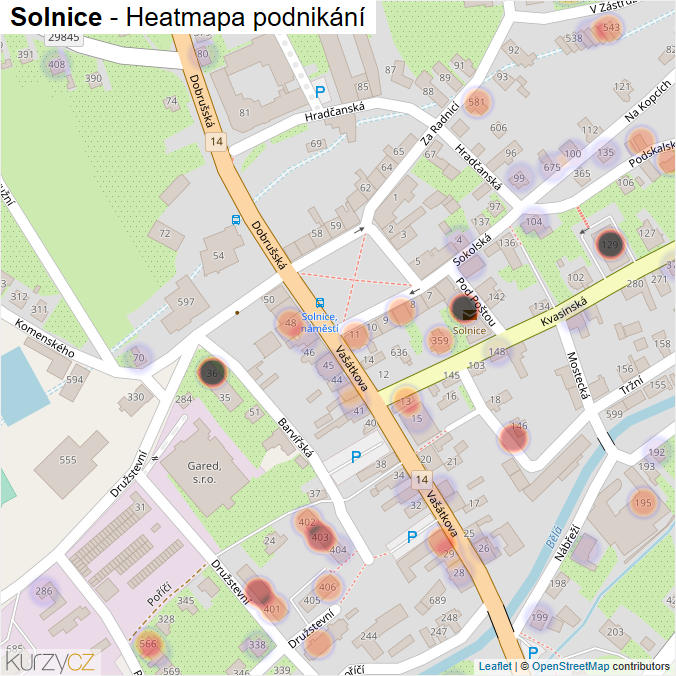 Mapa Solnice - Firmy v obci.
