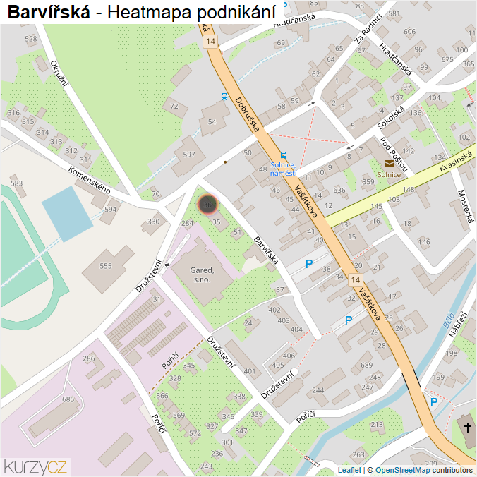 Mapa Barvířská - Firmy v ulici.