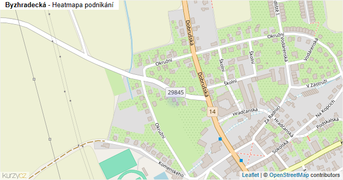 Byzhradecká - mapa podnikání