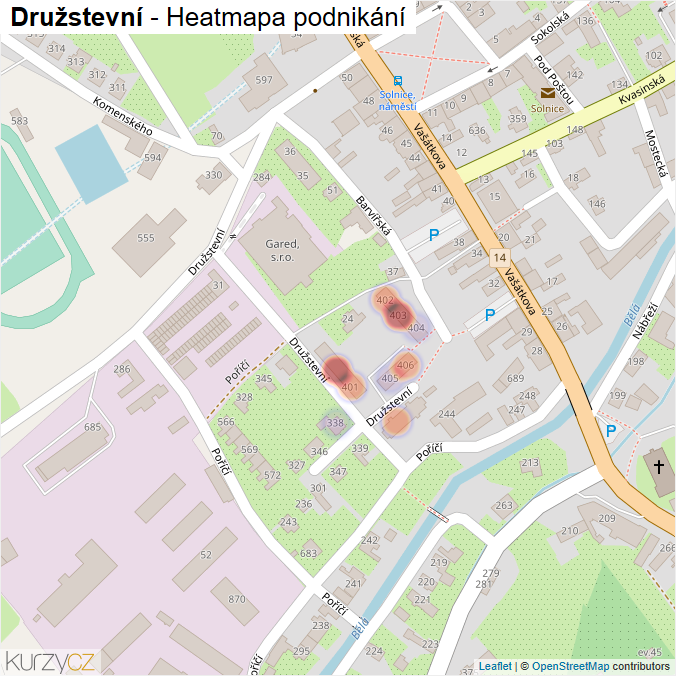 Mapa Družstevní - Firmy v ulici.