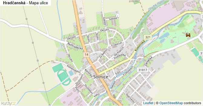 Hradčanská - mapa ulice