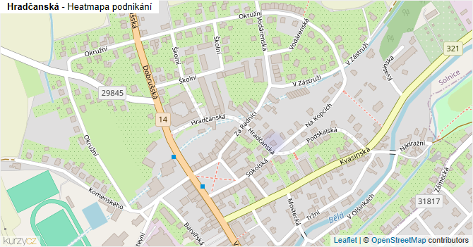 Hradčanská - mapa podnikání
