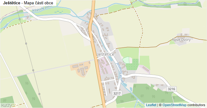Ještětice - mapa části obce