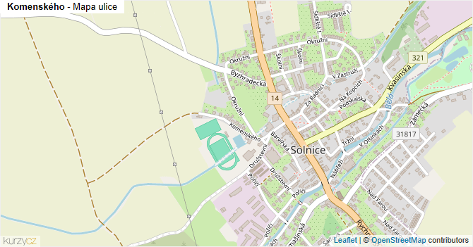 Komenského - mapa ulice