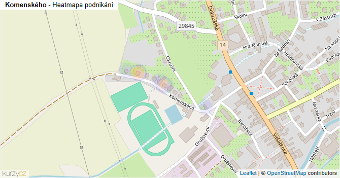 Komenského - mapa podnikání