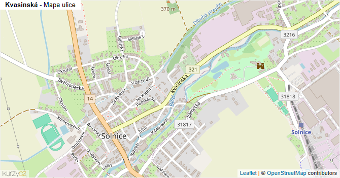 Kvasinská - mapa ulice