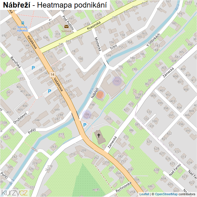 Mapa Nábřeží - Firmy v ulici.