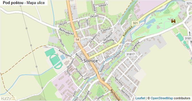 Pod poštou - mapa ulice