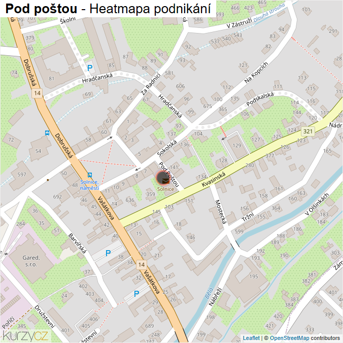 Mapa Pod poštou - Firmy v ulici.