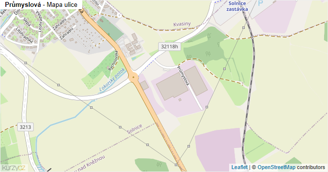 Průmyslová - mapa ulice