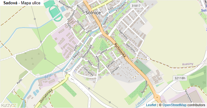 Sadová - mapa ulice