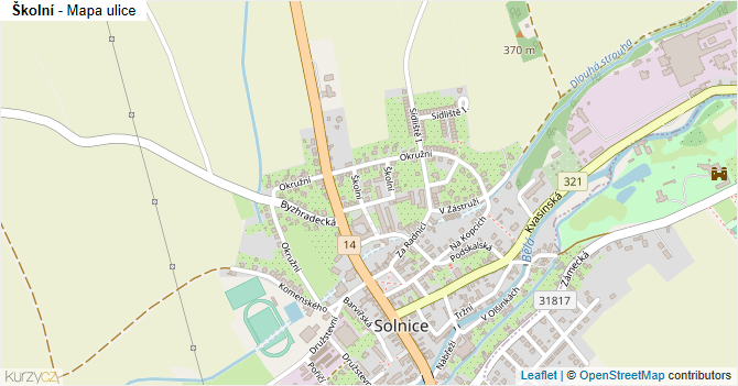 Školní - mapa ulice