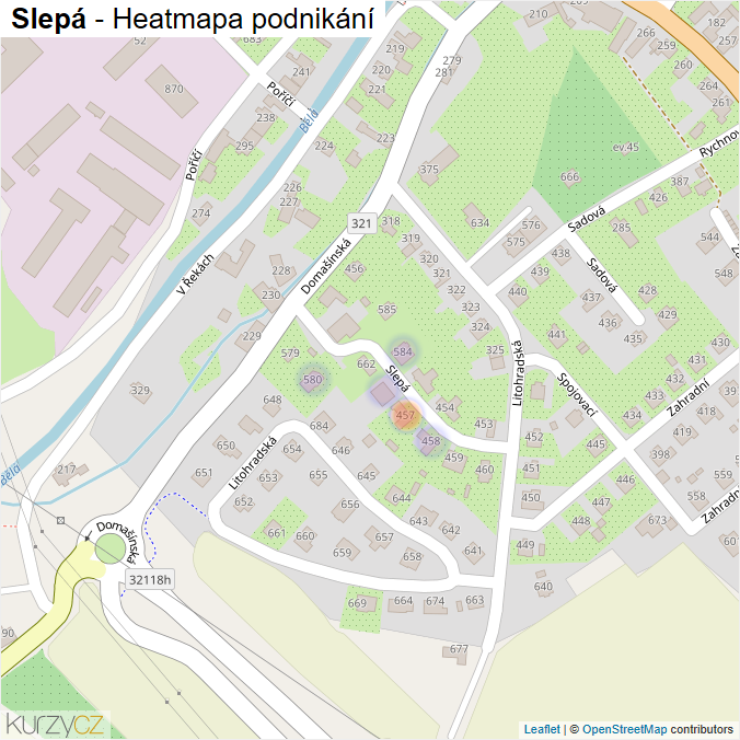 Mapa Slepá - Firmy v ulici.