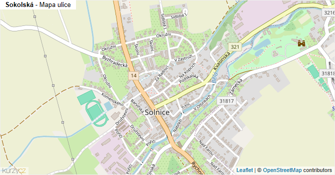 Sokolská - mapa ulice