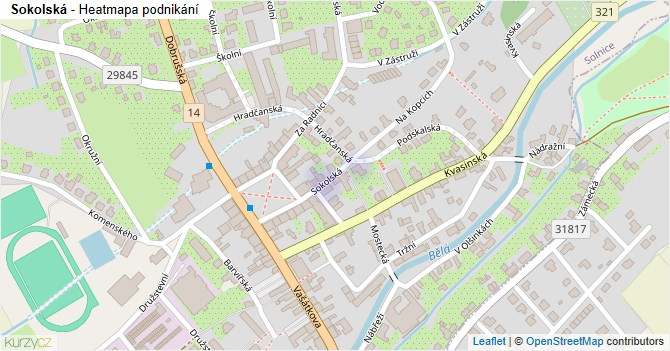 Sokolská - mapa podnikání