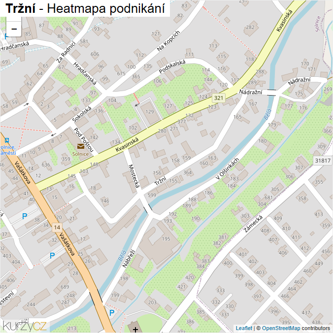 Mapa Tržní - Firmy v ulici.
