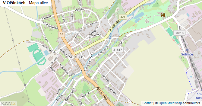 V Olšinkách - mapa ulice