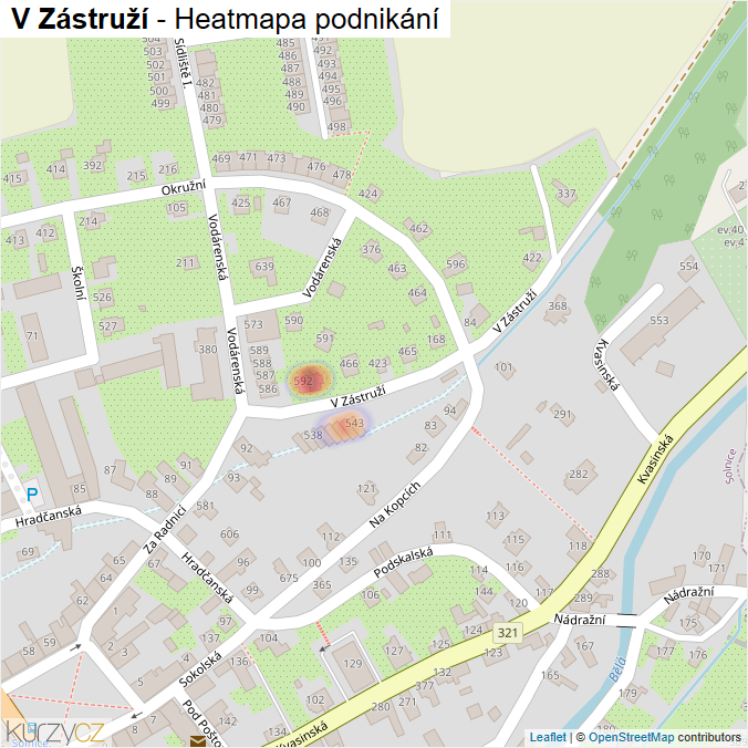 Mapa V Zástruží - Firmy v ulici.