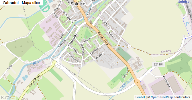 Zahradní - mapa ulice