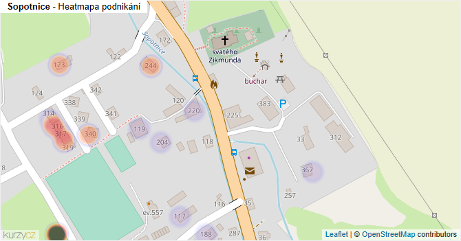 Sopotnice - mapa podnikání