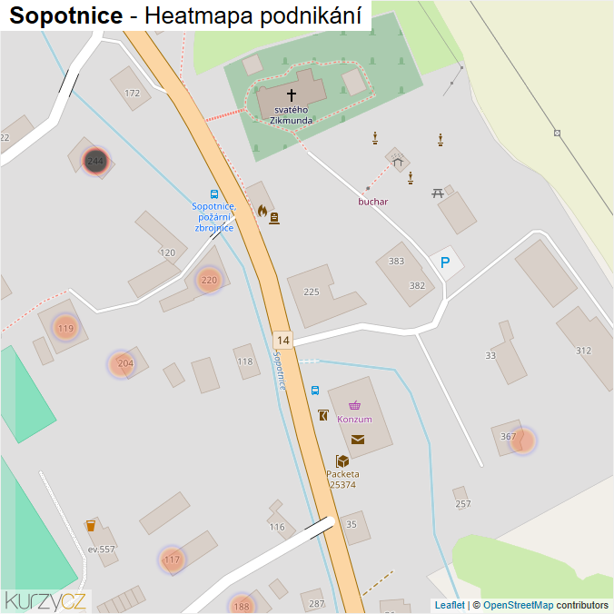 Mapa Sopotnice - Firmy v obci.