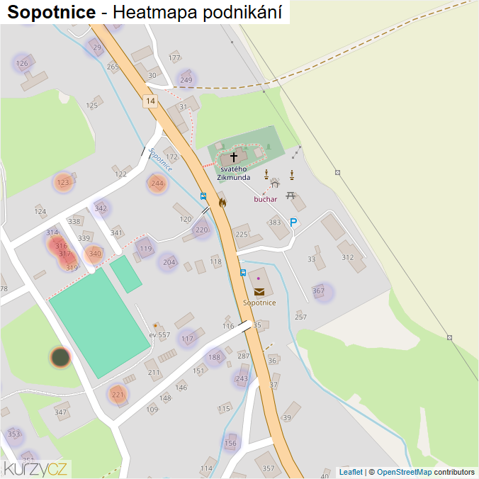 Mapa Sopotnice - Firmy v části obce.