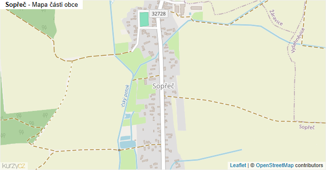 Sopřeč - mapa části obce