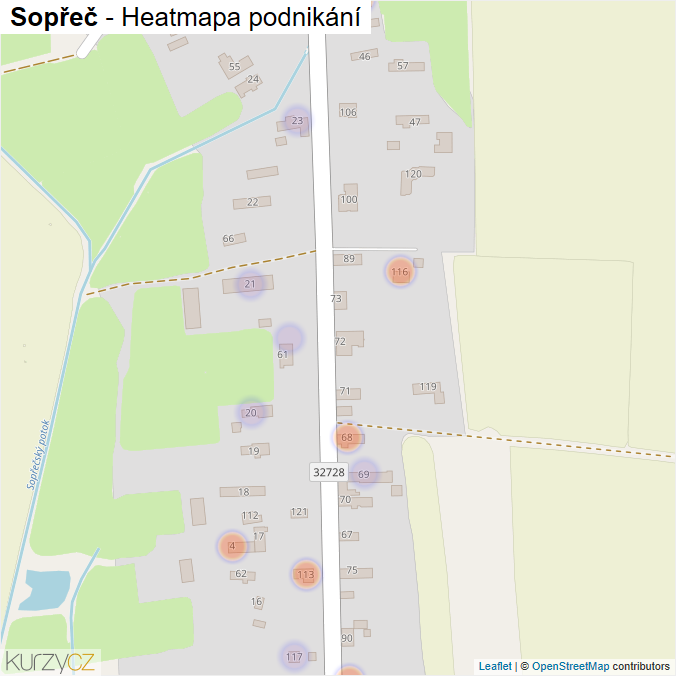 Mapa Sopřeč - Firmy v části obce.