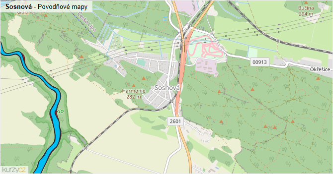 Sosnová - mapa obce