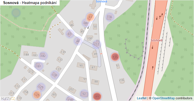 Sosnová - mapa podnikání