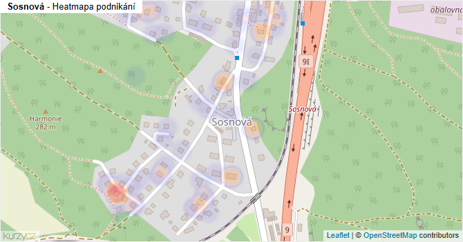 Sosnová - mapa podnikání