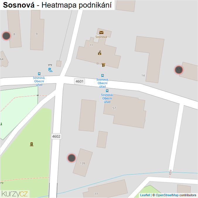 Mapa Sosnová - Firmy v obci.