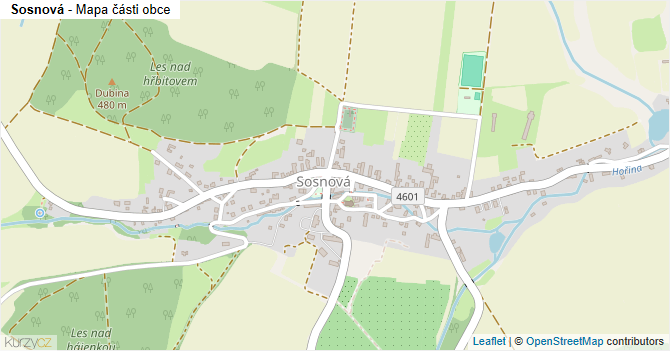 Sosnová - mapa části obce