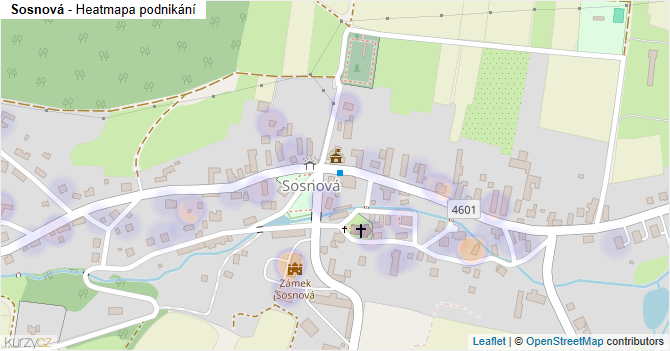 Sosnová - mapa podnikání