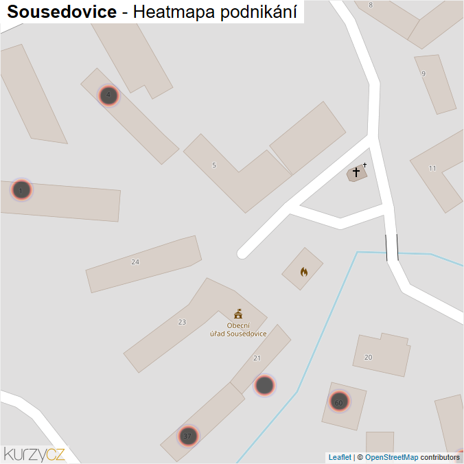 Mapa Sousedovice - Firmy v obci.
