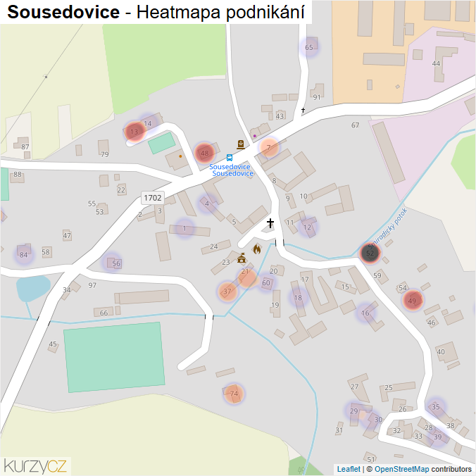 Mapa Sousedovice - Firmy v části obce.